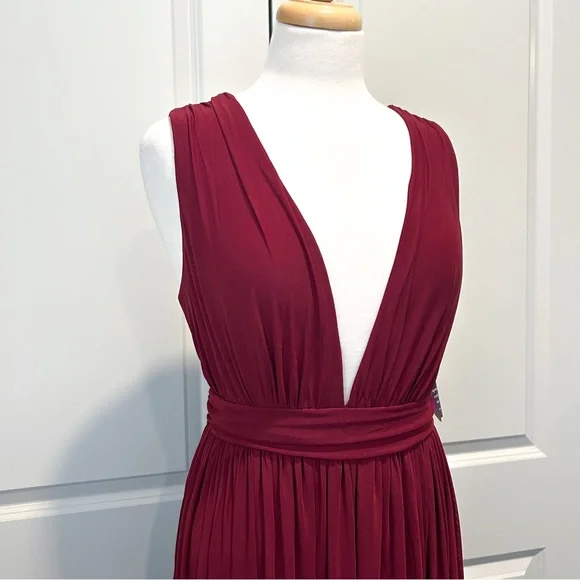 Windsor Burgundy Chiffon Maxi Dress Deep V Slit Formal Gown Size Medium NWT - Picture 10 of 15